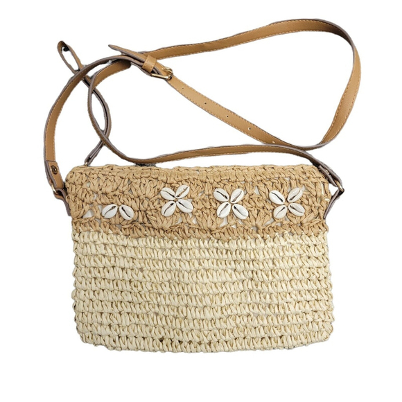 INC Women's Straw With Beads Trim Adjustable Crossbody Bag New Without Tags - Picture 1 of 5